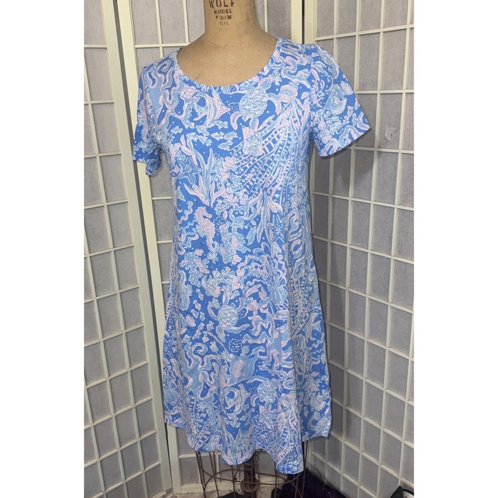 Lilly Pulitzer Cody Seahorse Beach Preppy Old Money Classic T Shirt Dress Small